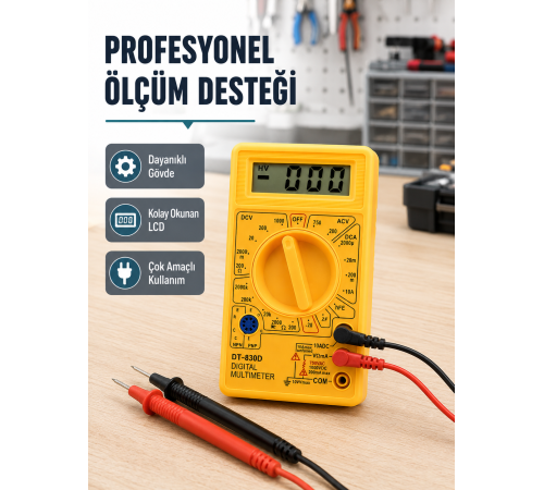 Dijital Multimetre Ölçü Aleti AC DC Ölçüm ve LCD Ekranlı Yeni Nesil