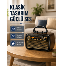 Ahşap Dokulu Bluetooth Müzik Kutusu – Vintage LED Tasarımıyla Modern Ses Deneyimi