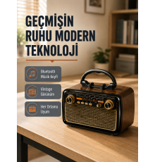 Bluetooth’lu LED Işıklı Nostaljik Müzik Kutusu – Ahşap Dokulu, Vintage Tasarım ve Yüksek Ses Kalitesi