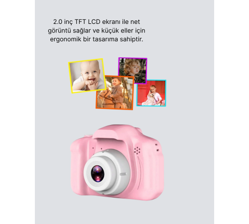 8 Megapiksel Mini Çocuk Kamerası HD Ekranlı Darbeye Dayanıklı ve Şarjlı