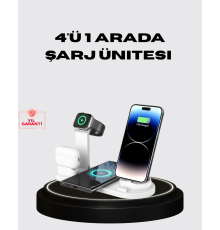 Apple Uyumlu Kablosuz Şarj İstasyonu 4 Cihaz Destekli ve Hızlı Şarjlı