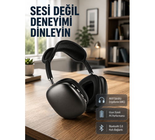 Bluetooth 5.0 Kulak Üstü Kulaklık – Gürültü Engelleme, Uzamsal Ses, Hızlı Şarj