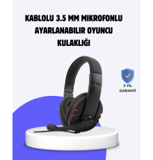 Kırmızı  Kulaklığı Mikrofonlu Ayarlanabilir Konforlu Tasarımlı