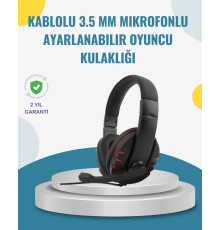 Kırmızı  Kulaklık Stereo Mikrofonlu Dayanıklı Örgü Kablolu