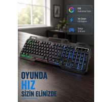 Profesyonel Klavye Mouse Seti – RGB Işıklı, Türkçe Q, DPI Ayarlı, Dayanıklı Gövde