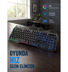 Profesyonel Klavye Mouse Seti – RGB Işıklı, Türkçe Q, DPI Ayarlı, Dayanıklı Gövde