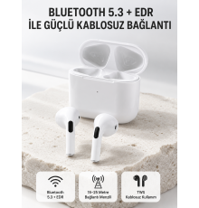 TWS Kablosuz Bluetooth Kulaklık 3 Saat Müzik 4 Saat Konuşma Şarj Kutulu