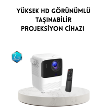 Taşınabilir Akıllı 1080P Projektör – 64GB Hafıza, 2GB RAM, Full HD Görüntü, Kumandalı