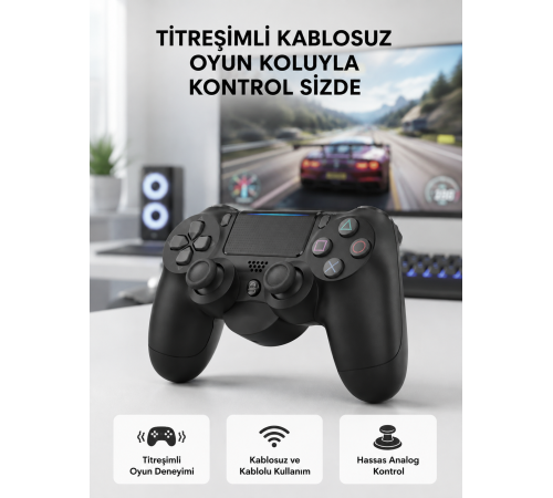 PS4 Kablosuz Oyun Kolu V2 – Bluetooth Bağlantılı, Titreşimli, PC ve Mobil Uyumlu