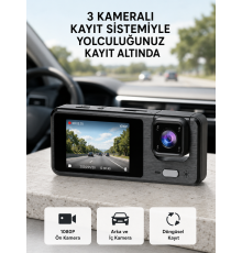 Park Modlu 3 Kameralı Araç Kayıt Cihazı 1080P Ön Kamera 2’’ Ekran
