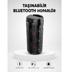 Bluetooth 5.0 Kablosuz Hoparlör Çift Sürücülü Yüksek Ses Kalitesi Kompakt Tasarım