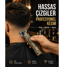 Kompakt Tasarımlı, Güçlü Motorlu Saç sakal Kesme Makinesi ve 4 Kılavuz Tarak