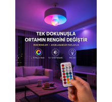 Kumanda Destekli Çok Renkli Akıllı LED Ampul Yeni Nesil