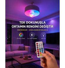 Kumanda Destekli Çok Renkli Akıllı LED Ampul Yeni Nesil
