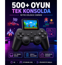 Çocuklar ve Yetişkinler İçin Uygun 500 Oyunlu Taşınabilir Mini Retro El Konsolu