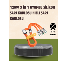 120 W Şarj ve Veri Aktarımı Kablo– 3 Başlıklı Çok Amaçlı Kablo Yüksek Hızlı