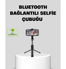 Bluetooth Selfie Çubuğu – 360° Dönebilen Başlık, Kablosuz Bağlantı