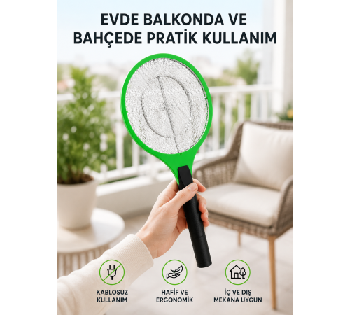 Pil ile Çalışan Elektronik Sinek Öldürücü – Çocuk ve Evcil Hayvan Dostu Tasarım