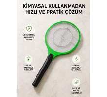 Taşınabilir Elektronik Sineklik – Üç Katmanlı Güvenli Izgara ve Kimyasız Koruma