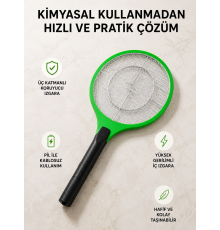 Taşınabilir Elektronik Sineklik – Üç Katmanlı Güvenli Izgara ve Kimyasız Koruma