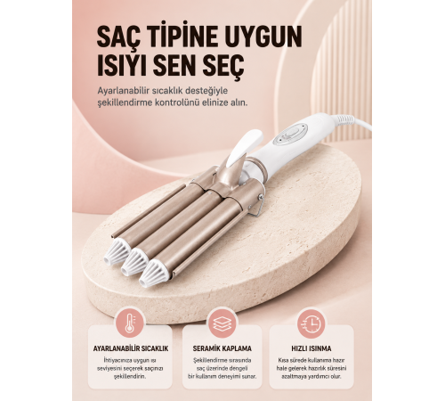 Her Saç Tipine Uygun, Hızlı Isınan Bukle Yapıcı – Evde Kuaför Kalitesinde Sonuç Yeni Nesil