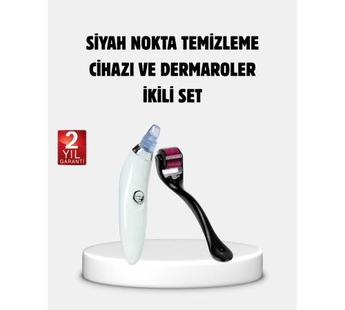 Evde Profesyonel Cilt Bakımı Dermaroller + Siyah Nokta Temizleyici Setı