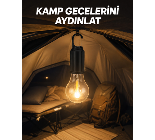 Type-C Şarjlı LED Kamp Lambası – Uzun Ömürlü Pil ve Yüksek Parlaklık
