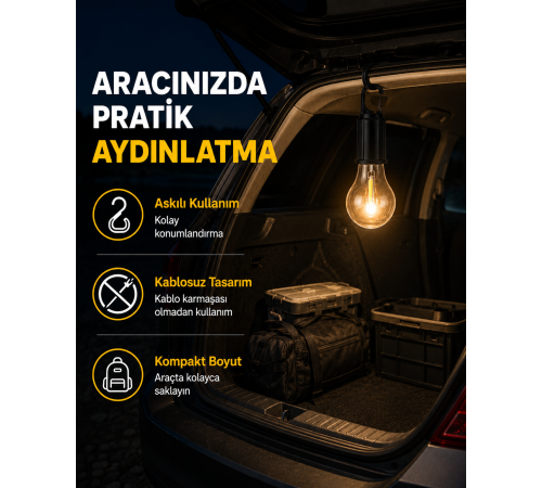 Çok Yönlü Asma Kancalı Kamp Işığı