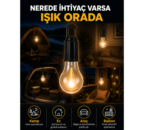 Akıllı Sensörlü USB Şarjlı Kamp Lambası