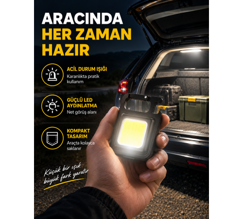 Süper Parlak 800 Lümen LED Fener – USB Şarjlı, 3 Işık Modlu, Mini Taşınabilir ve Anahtarlık Tipi Yeni Nesil