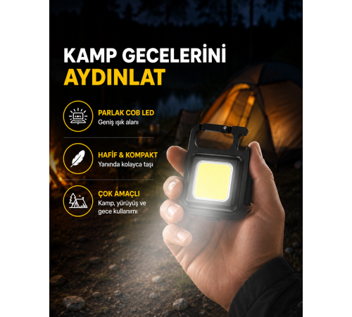 USB Type-C Şarjlı Mini Fener – Manyetik, Katlanabilir ve Şişe Açacaklı Tasarım Yeni Nesil