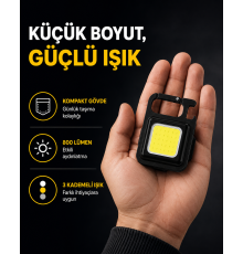LED Mini Anahtarlık Fener – 1000 Lümen Güçlü Işık ve USB Type-C Şarjlı Yeni Nesil