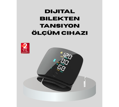 Bilekten Ölçüm Dijital Tansiyon Aleti – Renkli Risk Göstergeli ve Aritmi Uyarılı