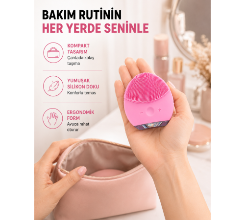 Şarjlı Su Geçirmez Yüz Temizleme ve Masaj Aleti – 3 Fonksiyonlu Yeni Nesil