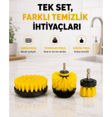 3’lü Matkap Temizlik Fırçası Seti – Banyo, Mutfak ve Araç Jantı İçin Etkili Yeni Nesil