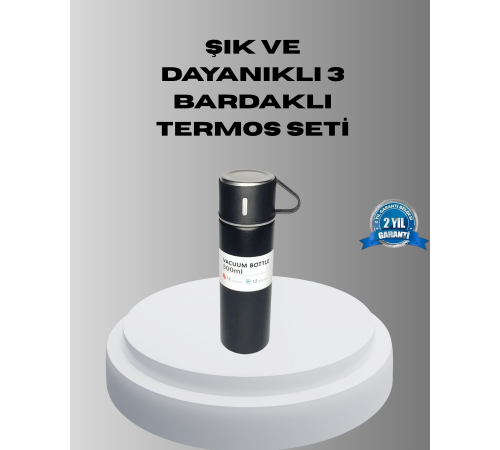 Çelik Termos Bardak Seti | 500 ml Kapasite, Kaymaz Taban, Hediye Kutulu