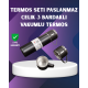 Paslanmaz Termos ve İkili Bardak Seti | 6-12 Saat Sıcak/Soğuk Tutma