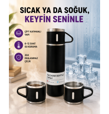Paslanmaz Çelik Termos Seti | 500 ml Kapasite, 6-12 Saat Isı Koruma, Hediye Kutulu