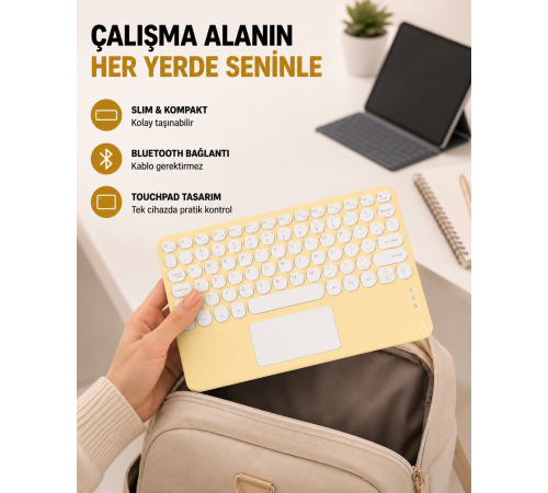 Kablosuz Bluetooth Klavye – Slim Taşınabilir Tasarım