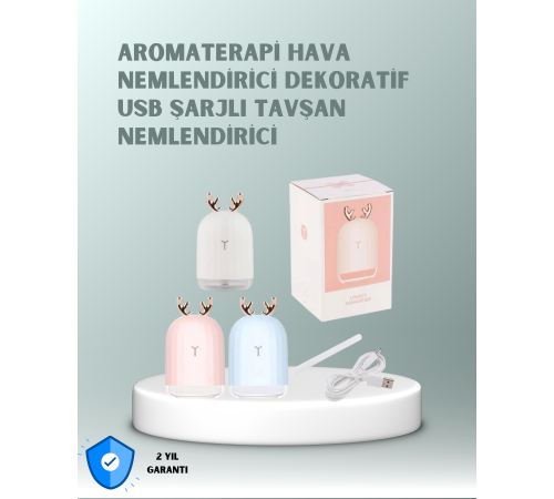 200 ml Tavşan Kulaklı Ultrasonik Hava Nemlendirici ve Gece Lambası