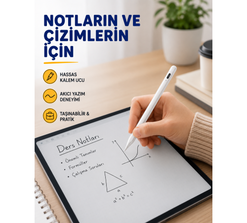 Yüksek Hassasiyetli Eğim Sensörlü Dijital Kalem – USB-C Hızlı Şarjlı Yeni Nesil