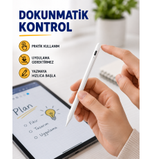 Yüksek Hassasiyetli Eğim Sensörlü Dijital Kalem – USB-C Hızlı Şarjlı Yeni Nesil