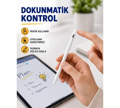 Yüksek Hassasiyetli Eğim Sensörlü Dijital Kalem – USB-C Hızlı Şarjlı Yeni Nesil