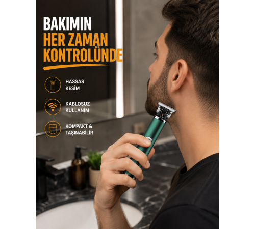 Profesyonel Şarjlı Tıraş Makinesi – 180 Dakika Kullanım, 2.5 Saat Hızlı Şarj, Evrensel USB Şarj Girişli