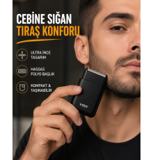 Kompakt Şarjlı Tıraş Makinesi Çift Yönlü Bıçaklı 45 Dakika Kullanım Süreli