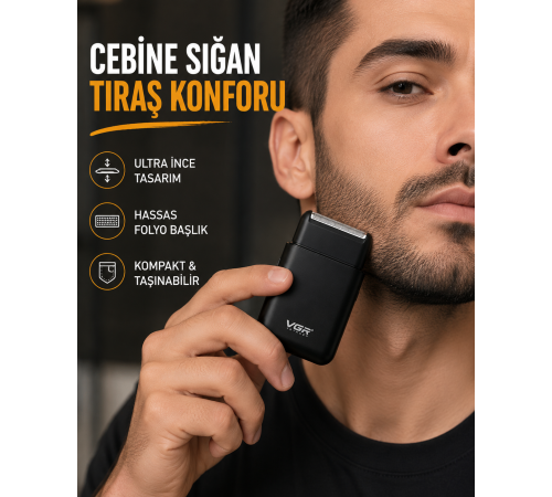 Kompakt Şarjlı Tıraş Makinesi Çift Yönlü Bıçaklı 45 Dakika Kullanım Süreli