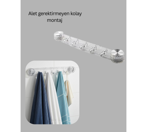 Çok Amaçlı Vakumlu Askılık Yapışkanlı Kolay Montajlı