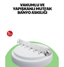 Mutfak ve Banyo Askılığı Vakumlu Yapışkanlı 5 Askı Bölmeli
