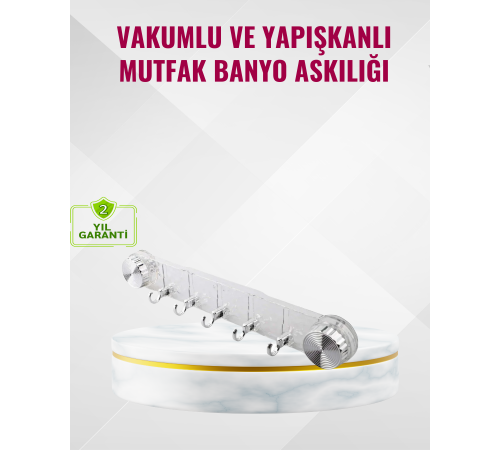Vakumlu ve Yapışkanlı Mutfak Banyo Askılığı 5 Bölmeli Pratik Düzenleyici