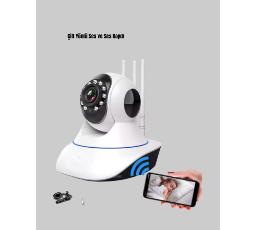 Full HD Akıllı IP Kamera – Gece Görüşlü, Hareket Sensörlü, Çift Yönlü Ses ve Online Kayıt Özellikli